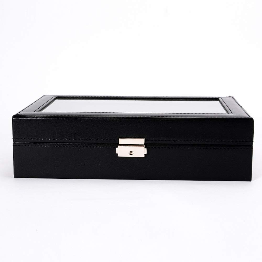 Aufbewahrungsbox für Uhrendisplays mit Glasdeckel und Ablage für Armbänder und Armreifen. Uhrenbox mit 8 Fächern. Aufbewahrungsbox für Schmuckuhren. Ideal für die Uhrenpräsentation im Schaufenster.