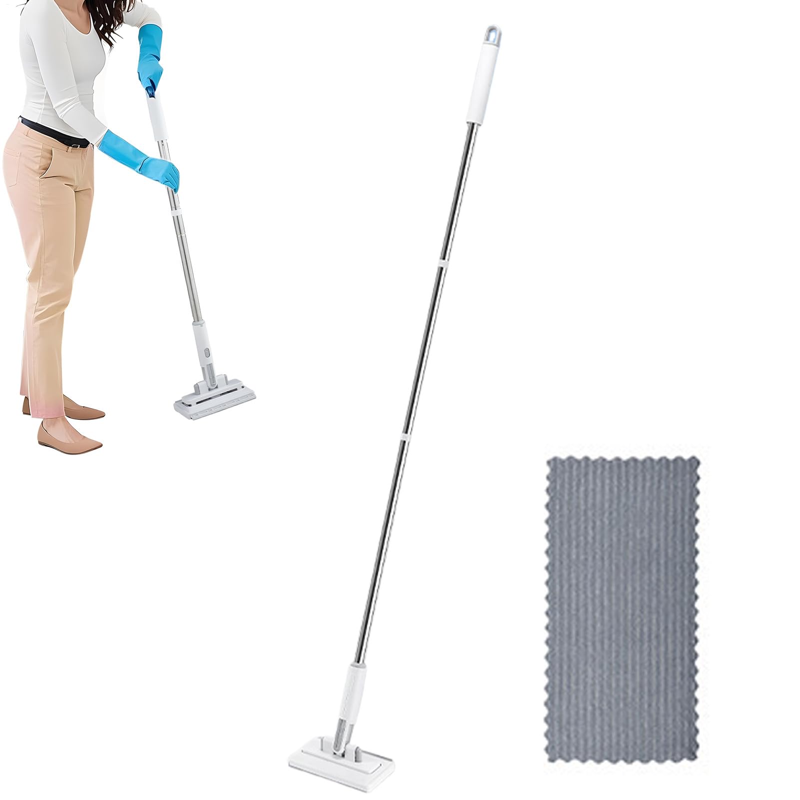 Fregona Para Limpieza Sin Esfuerzo Limpiador con Bayeta Cambiable Sin | Fregona Miniatura Manos Libres para la Limpieza de Suelos, Coches, Hogares, Cocinas, Baños, Salones, Escritorios, Cri