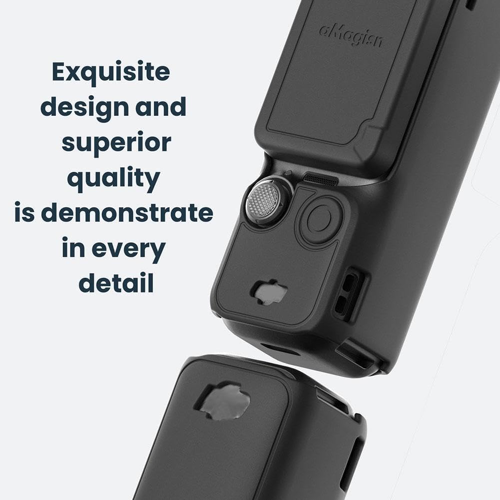 BRDRC Pocket 3 siliconen beschermhoes, lensbescherming, krasbestendige hoes, compatibel met DJI OSMO Pocket 3 Creator Combo-accessoires (zwart