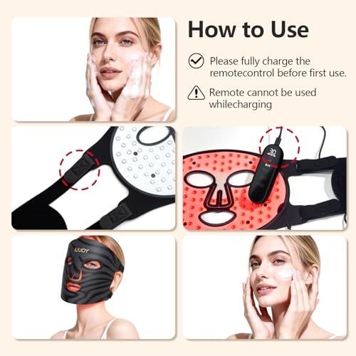 Image of 4-Color Red Light Therapy for Face, 400 LED Red Light Therapy Mask with Timing Function, Portable Led Face Mask Light Therapy for Home & Travel