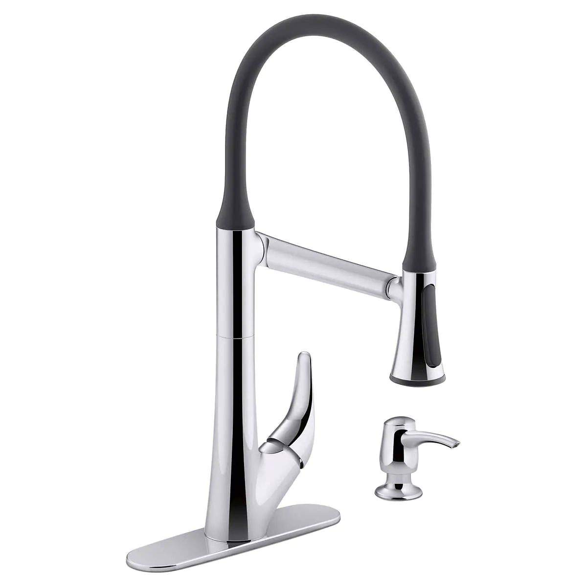 KOHLER R77764-SD-CP Arise Articulating Pull Down Kitchen Faucet, Kitchen Faucet with Pul Down Sprayer and Soap Dispenser, Polished Chrome
