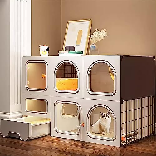 大型キャットケージ 屋内、DIY猫プレイサークル、取り外し可能な金属ワイヤー犬小屋クレート、ペットケージ、1-2匹の猫、フェレット、小動物、キティ、リス、RV旅行、キャンプ用(サイズ:106*36*71cm/42*14*28)