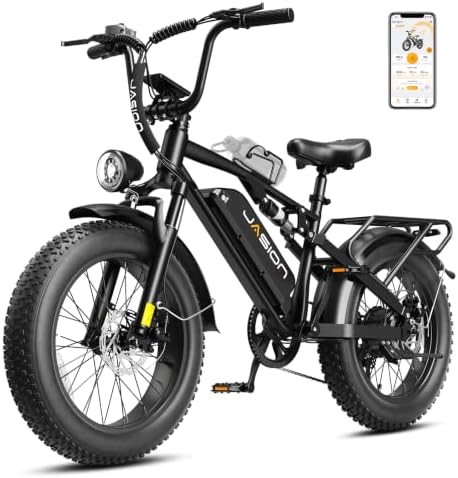Jasion EB5 Sport Electric Bike, 20'' Fat Tire Ebikes for Adults/Teens, Best Ebike for Men with 720Wh Removable Battery, 7 Speed Full Suspension Electric Bicycles, UL2849 Certified