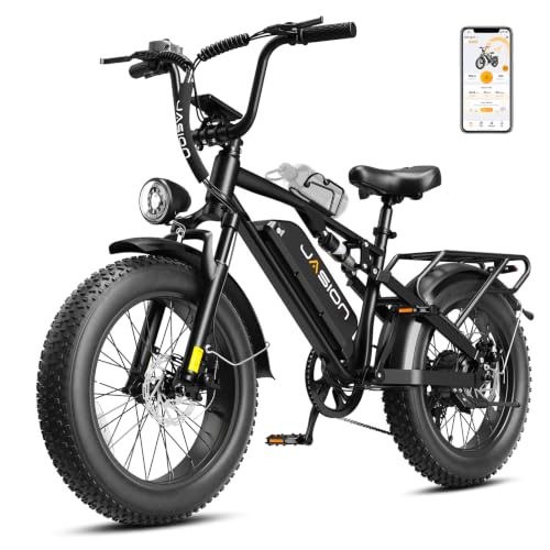 Jasion EB5 Sport Electric Bike, 20'' Fat Tire Ebikes for Adults/Teens, Best Ebike for Men with 720Wh Removable Battery, 7 Speed Full Suspension Electric Bicycles, UL2849 Certified