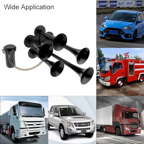 Bocina neumática de 185dB para barcos y coches con compresor de 12V de cinco trompetas 5