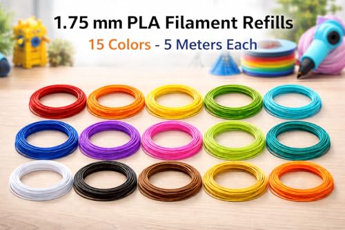 Image of Numakers PLA 3D Pen Filament Refill Pack - 1.75mm Diameter, 5 Meters Each Color,Eco-Friendly PLA, Smooth Printing, Compatible with Most 3D Pens, Multi-Color Pack (Pack of 20)