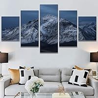 SIGNWIN 5 Panel Canvas Wall Art Snow Mountain for Home Decorations Ready to Hang - 60