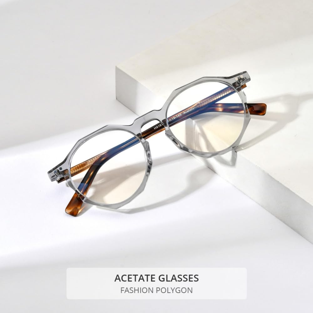 MUTYNE Montura de gafas de acetato para hombre, anteojos polígonos Retro Vintage, gafas para mujer