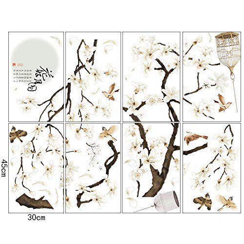 Livegallery White Peach Blossm Flowers Wall Decals Removable Diy Tree Branches Birds Saying Art Decor Wall Stickers Murals For Living Room Tv Background Kids Girls Rooms Bedroom 8 Sheets Of 12"X18" #TOP5