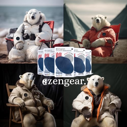 aZengear Repair Patches - Waterproof, Self-Adhesive, Tear-Cold-Heat-Resistant Polyester Fabric to Fix Down Jacket, Puffer, Snowsuit, Shoe, Tent, PVC, Clothing, Upholstery (Navy Blue)