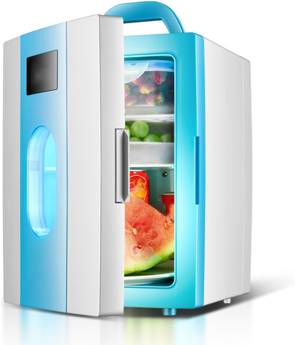 GIZNXBA 10L Mini Refrigerator Skincare Fridge, Mini Portable Thermoelectric Cooler and Warmer Refrigerators with LCD Temperature Display for Cosmetics, Food, Office and Car(Color:/Blue,Size:220V)