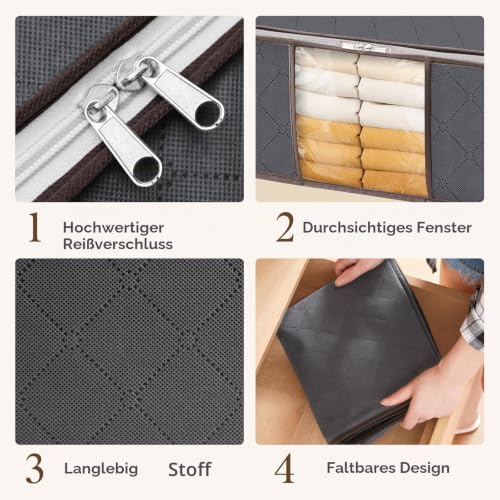 Lifewit Aufbewahrungstasche, Aufbewahrungsbox mit Deckel, Kleiderschrank Organizer Faltbare Kleideraufbewahrung Umzugskartons mit Verstärkt… – Ansicht 4
