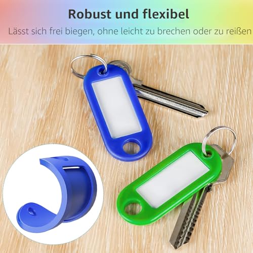 Uniclife 20er-Pack robuste Schlüsselanhänger mit geteiltem Ringetikettenfenster, 6 verschiedenen Farben