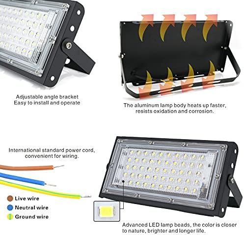 Miniatura 4 de 1 unids 50 W llevó la luz de inundación AC 110 V 120 V reflector al aire libre proyector LED lámpara de calle iluminación del paisaje (blanco frío)