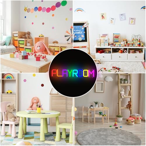 Image of Jeachrl Play Room Neon Sign for Wall Decor Playroom LED Sign USB Playroom Neon Lights for Toy Zone Bedroom Wall Light Up Signs Kids Neon Wall Signs Kids Playroom Home Decorations Gifts