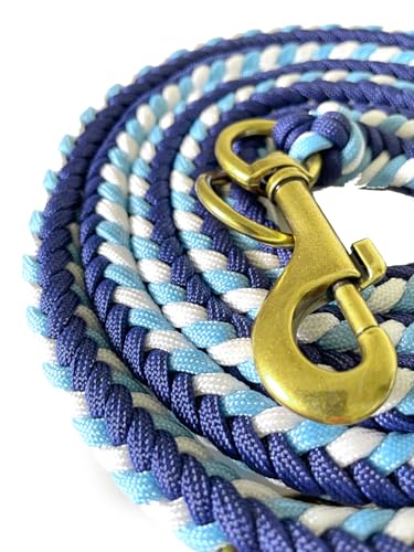 Leisegrün Paracord Hundeleine 2m | Handgefertigte Leine 3-Fach verstellbar | Handmade für kleine und mittelgroße Hunde (Indigo Twist, 2 m) | Farbe: Hellblau-Blau