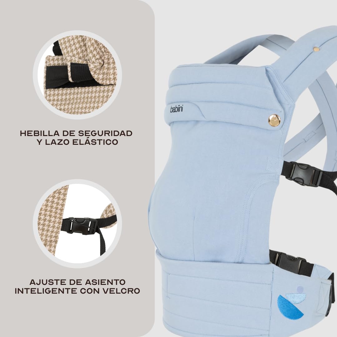 Mochila Portabebés Ergonómica Unisex, Algodon+Lino, Babero Extraíble Hipoalergénico, Soporte Cómodo para Bebés de 3.2kg a 16kg - Lavable a Máquina, Transpirable, Múltiples Posiciones de Porteo