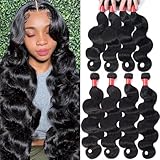 Brazilian Body Wave Bundles Human Hair 18 20 22 24 Inch 12A 100% Unprocessed Virgin Human Hair Weave 4 Bundles Deals Natural Black Color