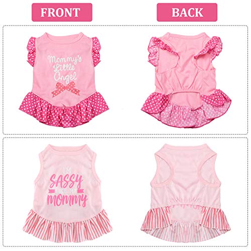 Weewooday WEEWOODAY-SKIRT-00LP 4 Pieces Pet Dress Shirt Cute Dog Sundress Printed Dog Princess Dress Puppy Summer Apparel Clothes Dog Skirt Shirt thumb #3