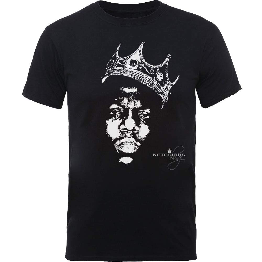 Biggie Smalls Notorious B.I.G. BW Crown Face Official Tee T-Shirt Mens Unisex (Small) Black