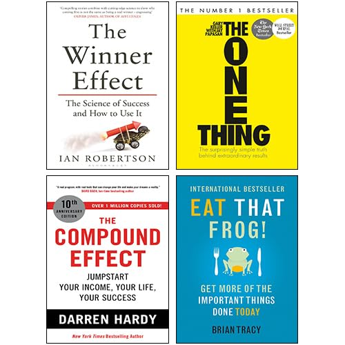 The Winner Effect, The One Thing, The Compound Effect, Eat That Frog 4 Books Collection Set
