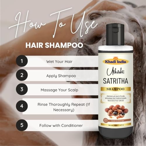 Image of Khadi Natural Satritha Hair Shampoo for Scalp Cleansing, Hair Strength & Healthy Hair Growth | Suitable for All Hair Types | 210ml