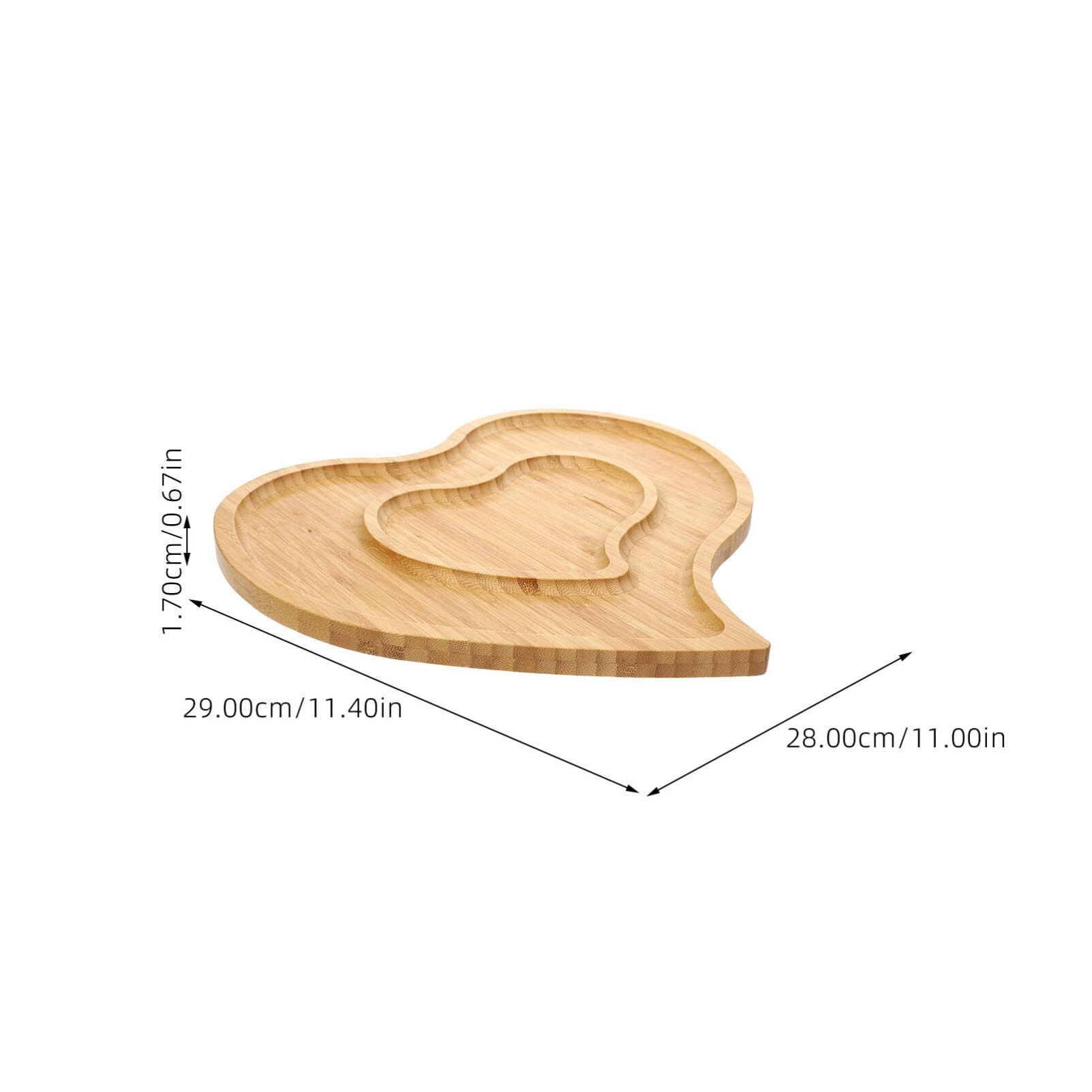 Luxshiny Wooden Serving Tray Heart Shaped Cheese Board Salad Plate Dinner Plate Cake Plate Decorative Serving Platter Plate for Snack Candy Food Fruit Wedding Mother Day Decor