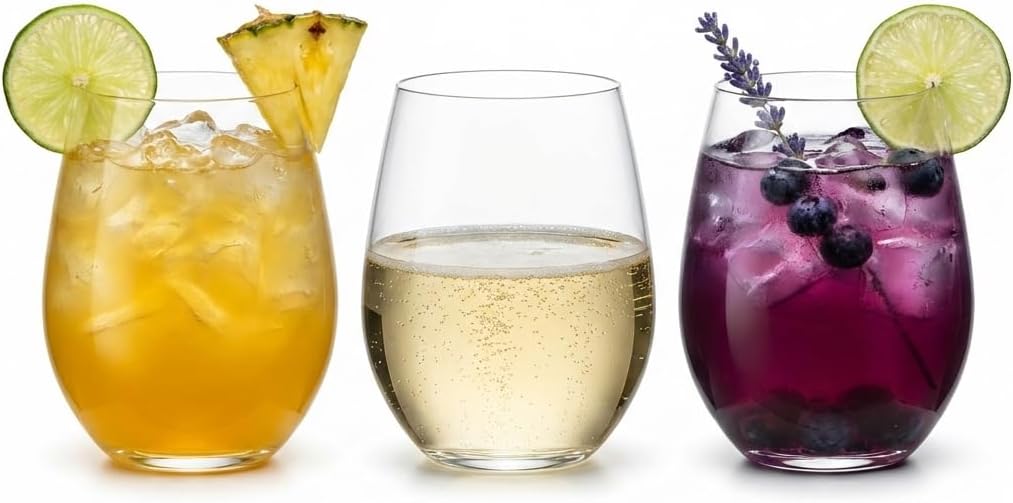 Oojami 36 Pack Stemless Plastic Wine Glasses 10 oz - Crystal Clear Disposable Wine Cups, Shatterproof BPA-Free Recyclable, Unbreakable Cocktail Cups for Parties, Weddings, Pool, Outdoor Events