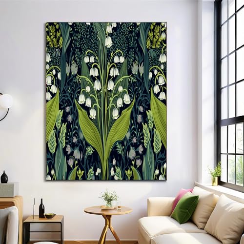 Affiches murale vert foncé 80x120 cm tableau muguet sans cadre