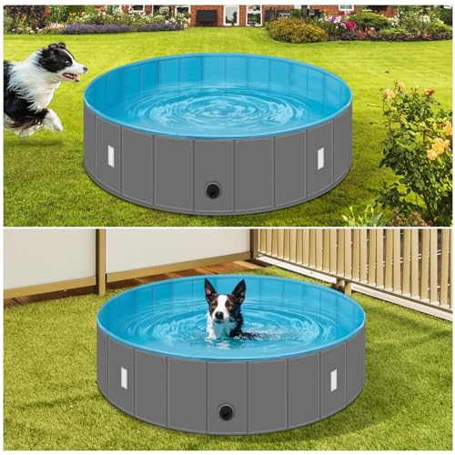 EUGAD Hundepool, faltbar, Planschbecken für Hunde mit Decke, Pool für Hunde, 120 x 30 cm, PVC, faltbare Badewanne für große Hunde, Planschbecken für Pool, Wasserspielzeug für den Außenbereich, Garten