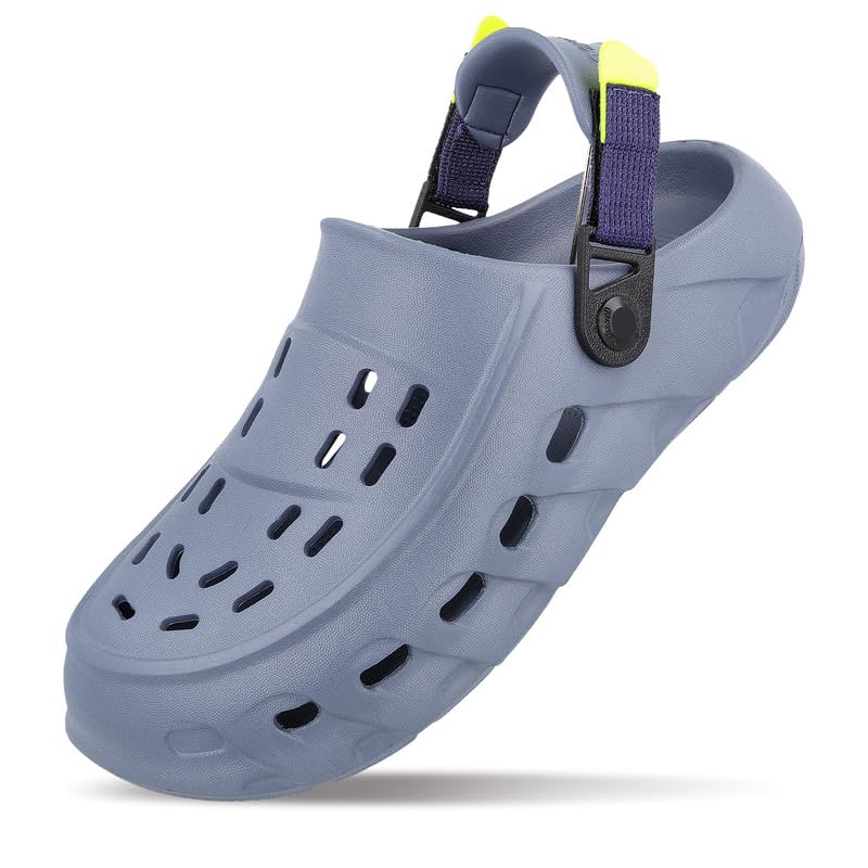 Image of WALKAROO Men Soft EVA Clogs with Adjustable Back Strap, Lightweight Ventilated Comfort Slip-On Outdoor Footwear, Durable Anti-Slip Clogs- WC8814