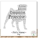 PetArt.us Pug – Personalized Art Print – Custom Pet Name, Gift for Dog Lovers or Pet Memorial, Gift Wrapped Home Decor, Handmade in the USA