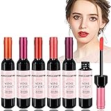 6 Colors/Set Wine Lipstick Matte Lip Stain Long Lasting Waterproof Lip Tint Set Lip Gloss Lip Stain Natural Liquid Lipstick Lip Sticks Wine Bottle