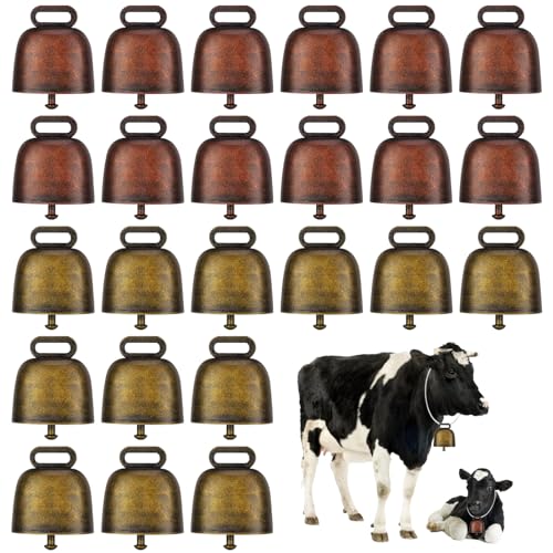 Cloche De Vache, 24 Pièce Rétro Cloche Vache, Mouton Vache Cloches Cloches De Pâturage, Cloche De Vache En Métal Clochettes, Cuivre Cloches Bétail Bronze Cloche Pour Les Animaux Et Les Décoration