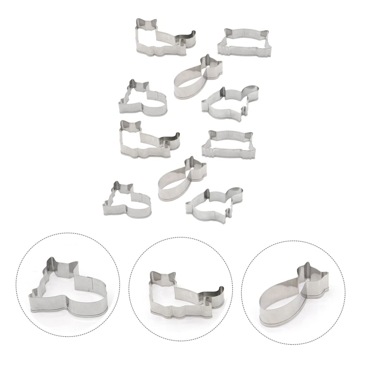 IMIKEYA 3 Juegos 10 Piezas Favores De Fiesta De Gato Molde Para Cortar Frutas Molde De Cakesicles Molde Para Hornear Cortadores De Fondant De Animales Separar Silver Acero Inoxidable 430