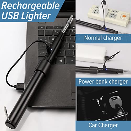 Encendedor eléctrico flexible de cuello largo recargable USB negro miniatura 5