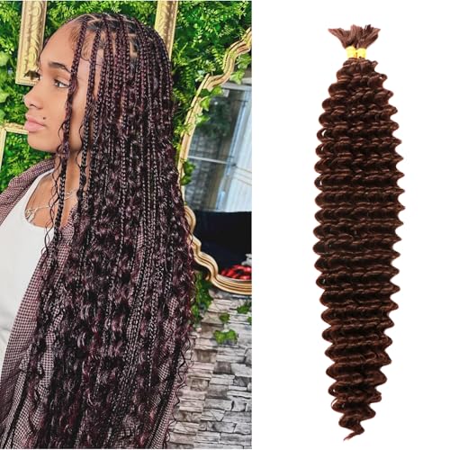 Seimainurs Deep Wave Crochet Hair Long Curly Braiding Hair for Boho Braids Ocean Wave Braiding Hair for Black Women (4#, 18 Inch (Bundles of 2))