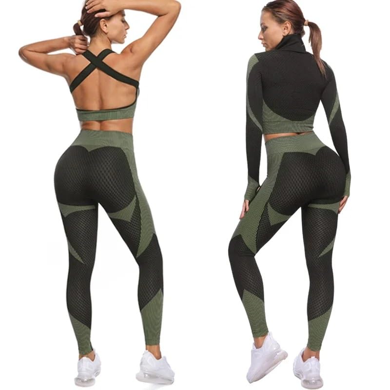 Women Workout Outfits Yoga Gym Activewear Set Tracksuit US Alpha Large Regular Regular Peach