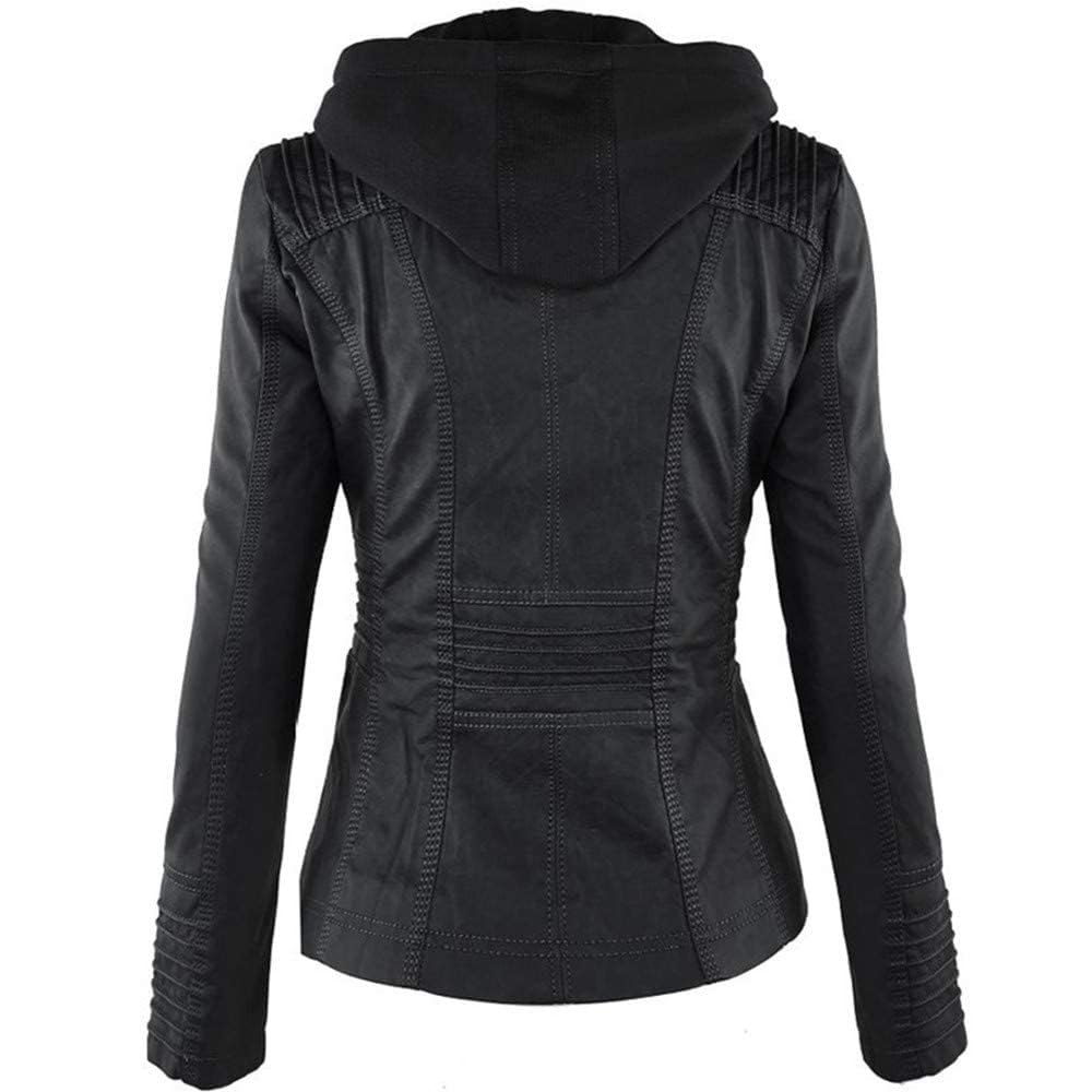 Jacke Damen Lederjacke Kunstleder Mantel Frauen Tops Casual Übergangsoberteil