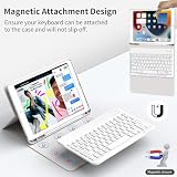 JKSML Etui na klawiaturę do iPada 9./ 8./ 7. generacji (2021/2020/2019) z uchwytem na rysik, miękkie etui ochronne z TPU, zdejmowana klawiatura Bluetooth QWERTZ do iPada 10,2 cala (szare)