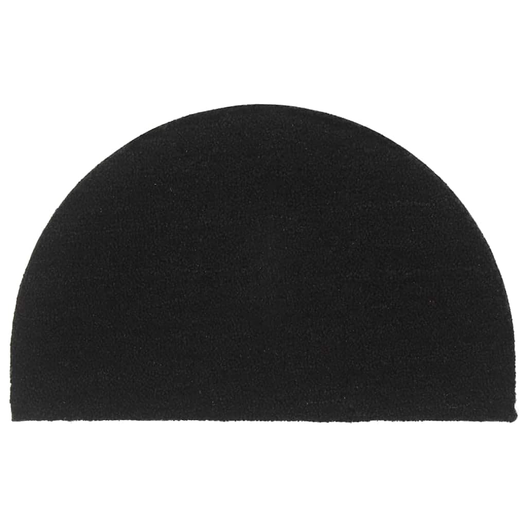 Kokosfaser Fußmatte Schwarz Halbrund 50x80 cm - Getuftete Eingangsmatte mit Rutschfester PVC-Unterseite, natürliche Kokosmatte für Innen und Außen, leicht zu reinigen