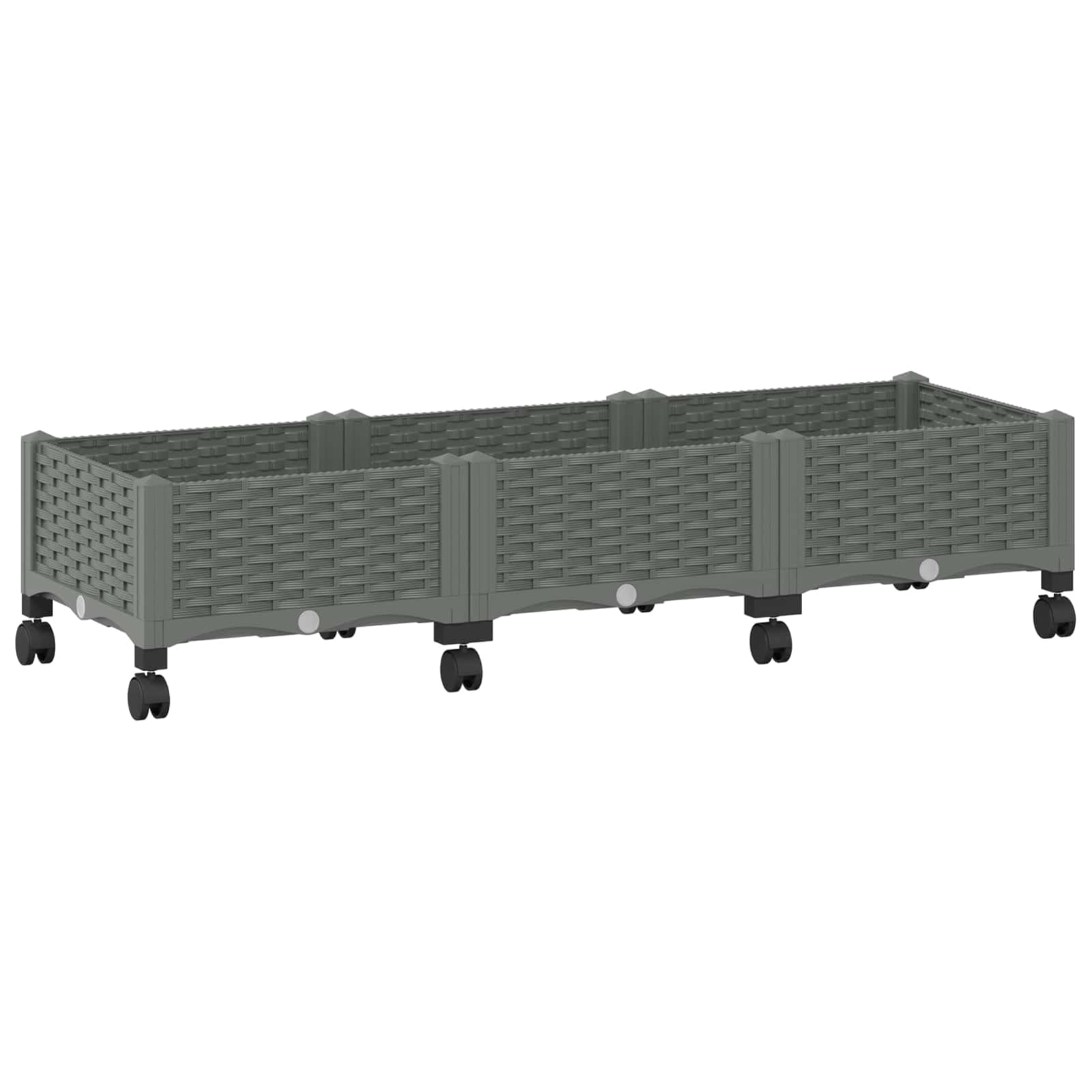 Gecheer Gartenpflanzer mit Rädern, Pflanzkübel aus PP Kunststoff mit Rollen, 120 x 40 x 33 cm, für Terrasse Balkon Garten