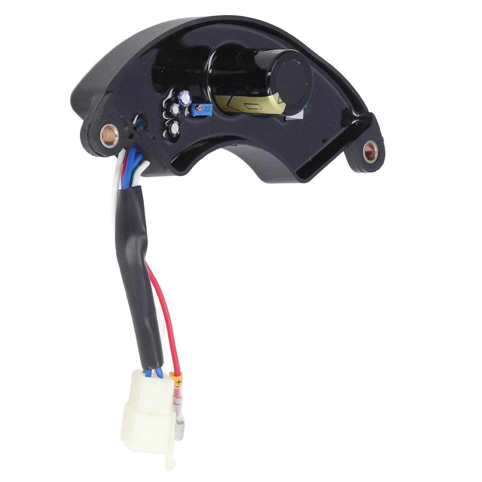 Regulador de Voltaje Automático, 5-6.5KW Generador AVR Estilo Media Luna Universal 1PH 6 Cables Ajustable 220V con Orificios de Montaje para Motor de Gasolina