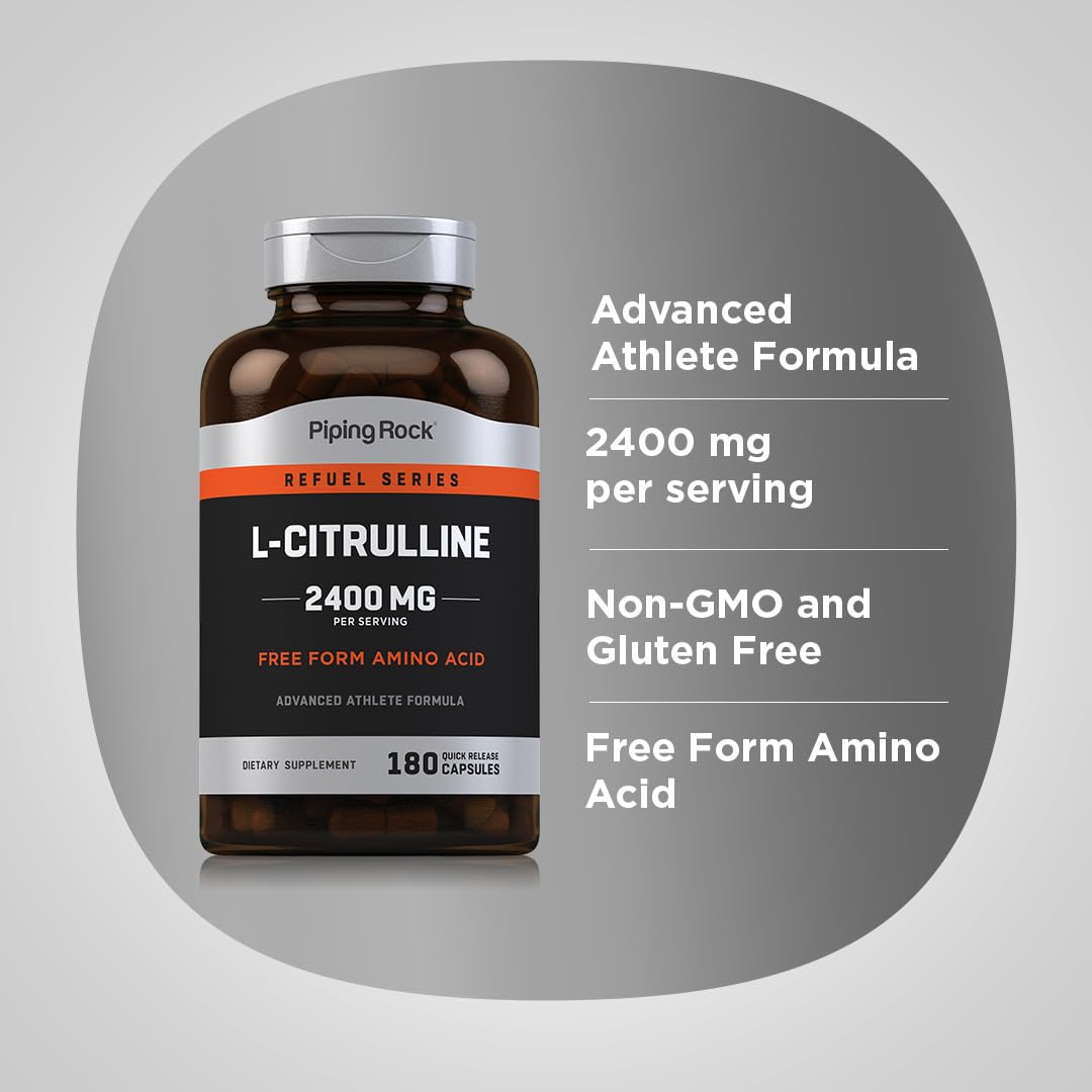 Amazon.com: Piping Rock L Citrulline Supplement for Men and Women | 2400mg  | 180 Capsules | Free Form Amino Acid | Non-GMO, Gluten Free : Health &  Household
