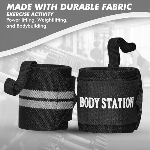 Image of Pro Weightlifting Wrist Wraps with Thumb Loop | Adjustable Gym Wrist Support for Men & Women - Powerlifting, Crossfit, Strength Training & Pain Relief