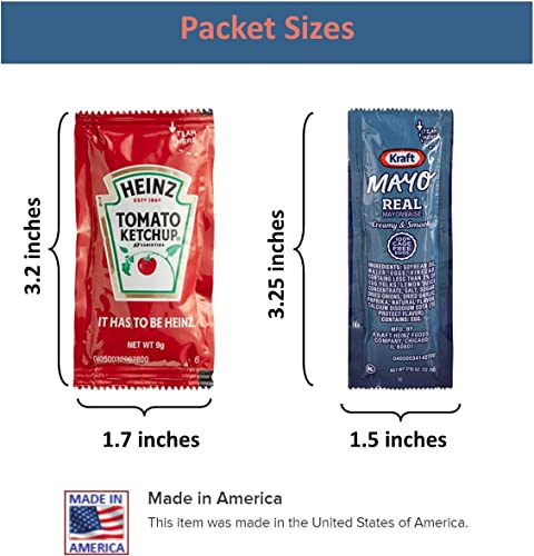 200 Total Packets / 100 Count Of Each - Heinz Ketchup & Kraft Real Mayo - Condiment Packs In Slide Seal Bag #TOP1