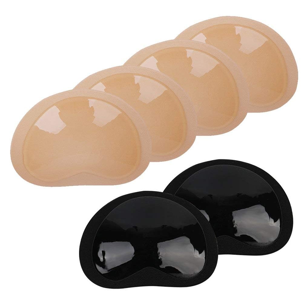 MAKINGTEC 6 Piece Bra Pads Push Up Breast Pads, Self Adhesive Invisible Breast Patch Underwear Breast Pads, Increase Cup Size, Breathable, Reusable, Waterproof, Cleavage Enhancer Pads (Skin and Black)