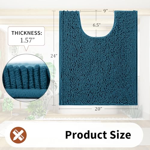 Yimobra Toilet Rugs U Shaped Washable - 24"x20" Non Slip Plush Contour Bath Rugs for Toilet - Super Soft Absorbent Quick Dry Toilet Mats for Bathroom,Peacock Blue by Yimobra - Used condition - Image 4
