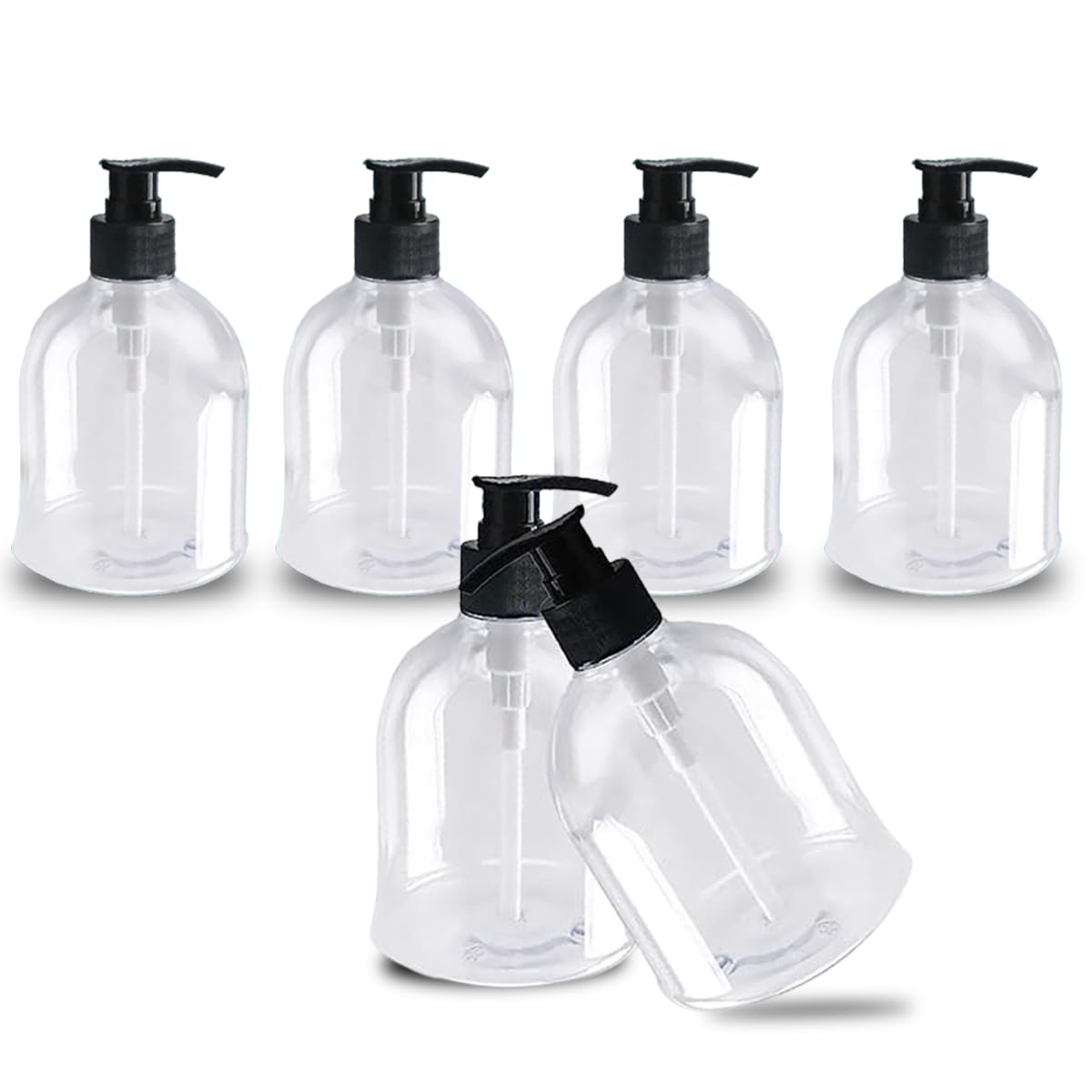 Naturegoon Empty Plastic Multi-Purpose Transparent Pump Bottle 300 ml(Pack of 6) | Ideal use for Oil, Liquid, Sanitizers, Shampoo, Soap Dispenser. (Pack of 6)