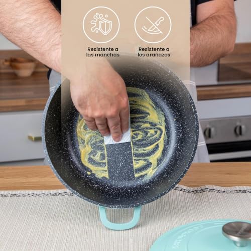 Miniatura 7 de Cacerola Con Tapa A Prueba De Horno Horno Holandés Profundo Antiadherente Olla De Inducción Olla De Aluminio Apta Para Horno 4l, 24 Cm, Verde Azulado Por Nuovva